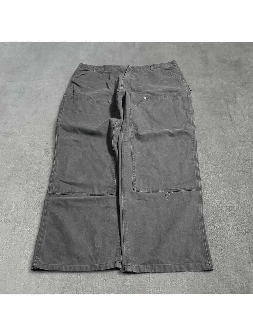 Gray carpenter canvas double knee pants